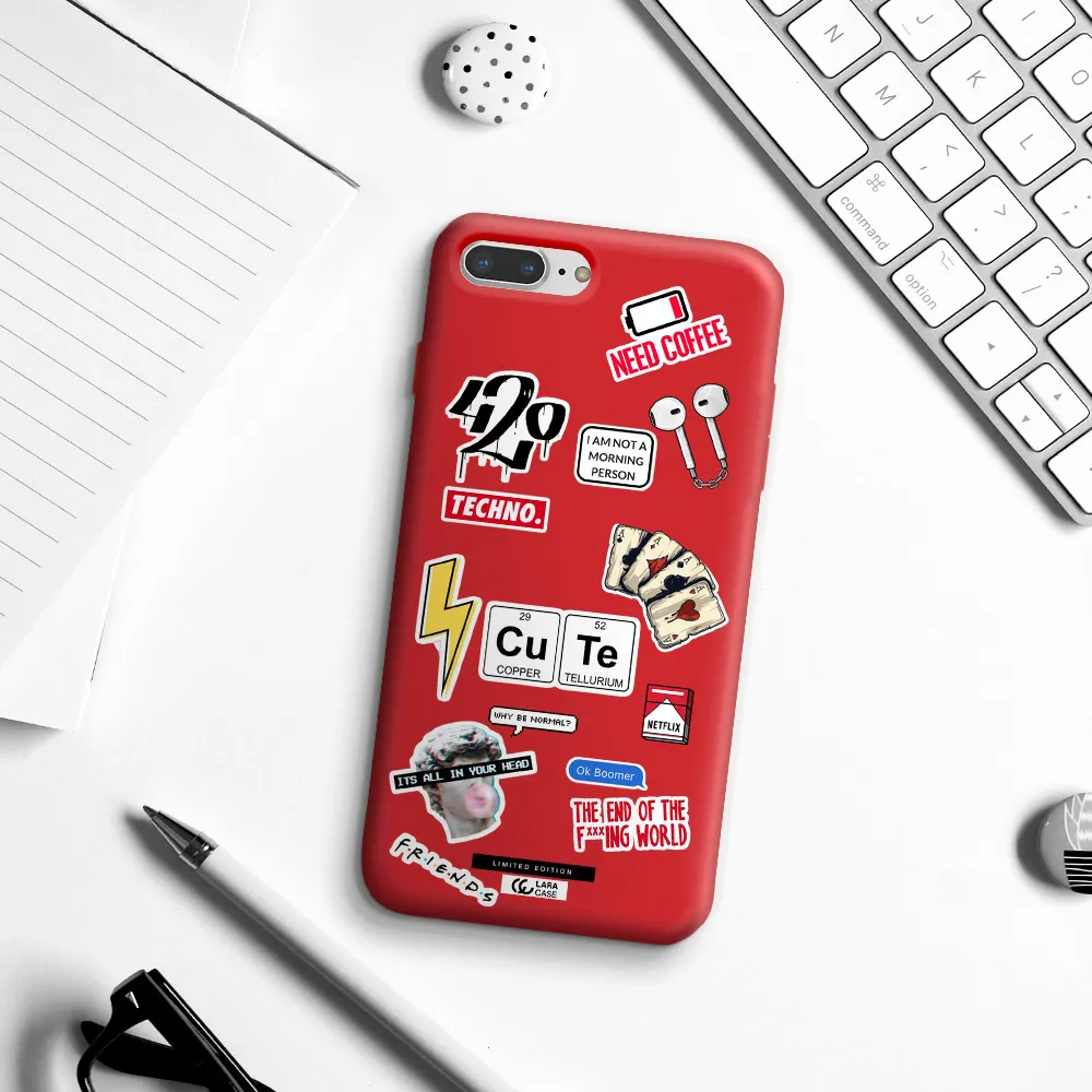 Cute Apple iPhone 8 plus Silicone Imperial Red Case