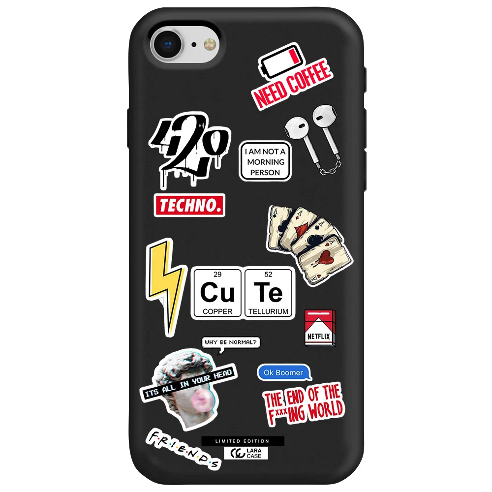 Cute Apple iPhone se 2020 Silicone black Case