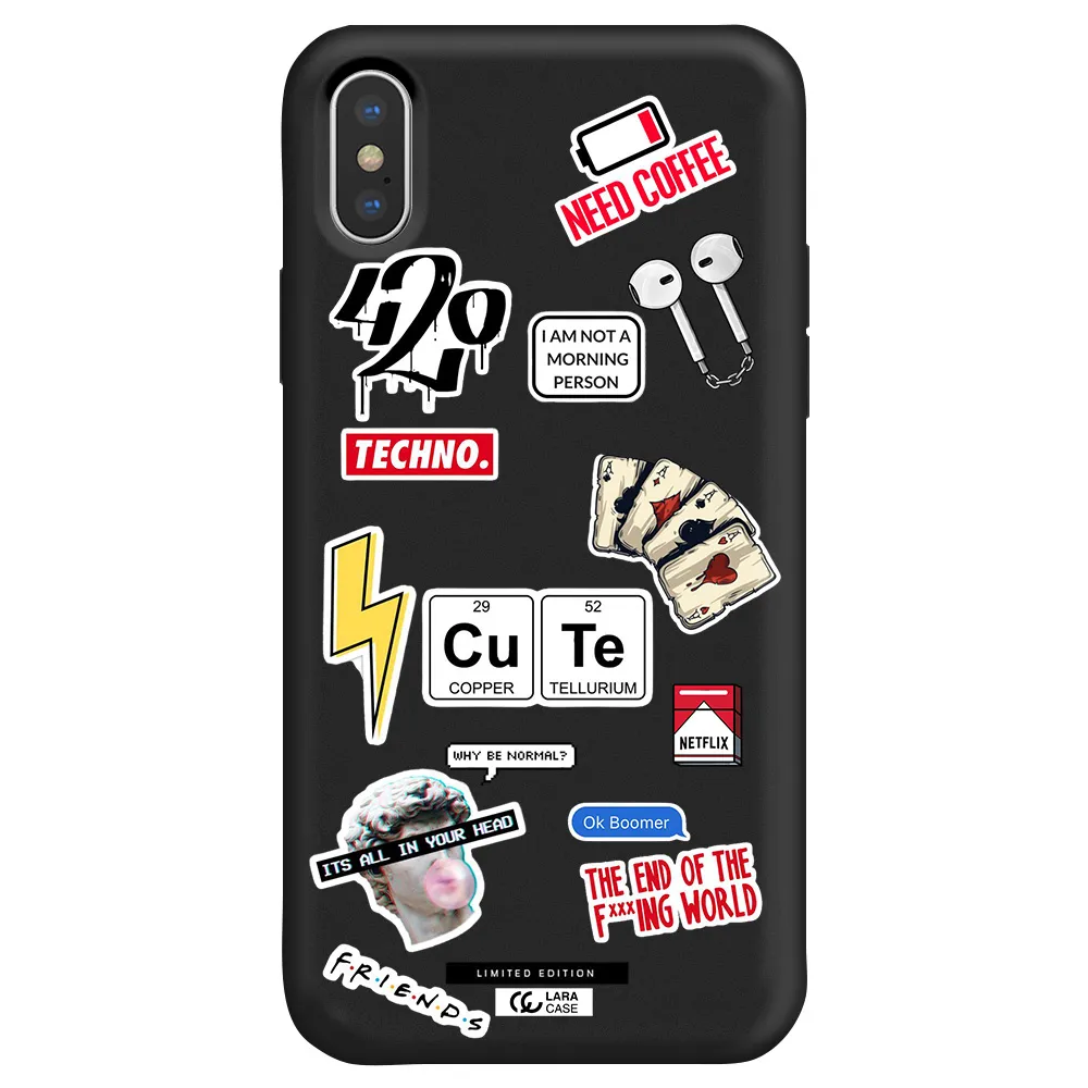 Cute Apple iPhone X Silicone black Case