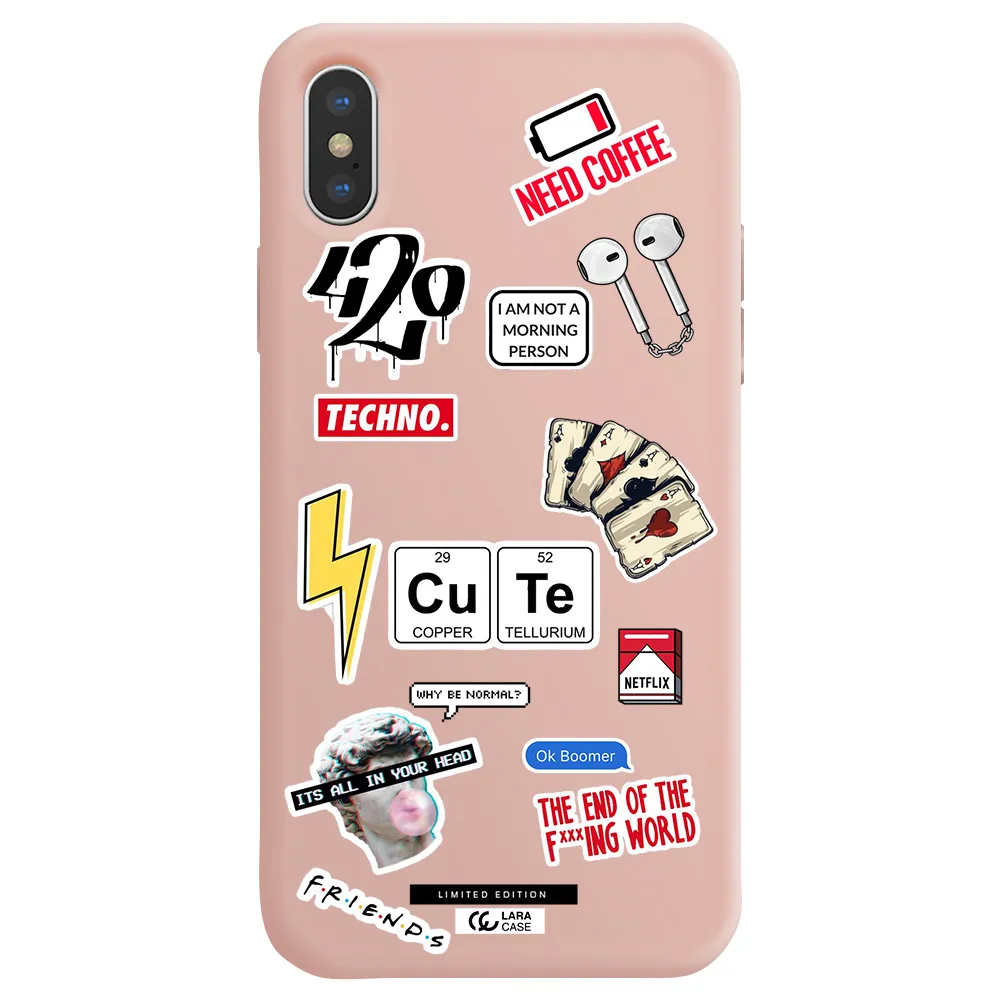 Cute Apple iPhone X Silicone pastel pink Case