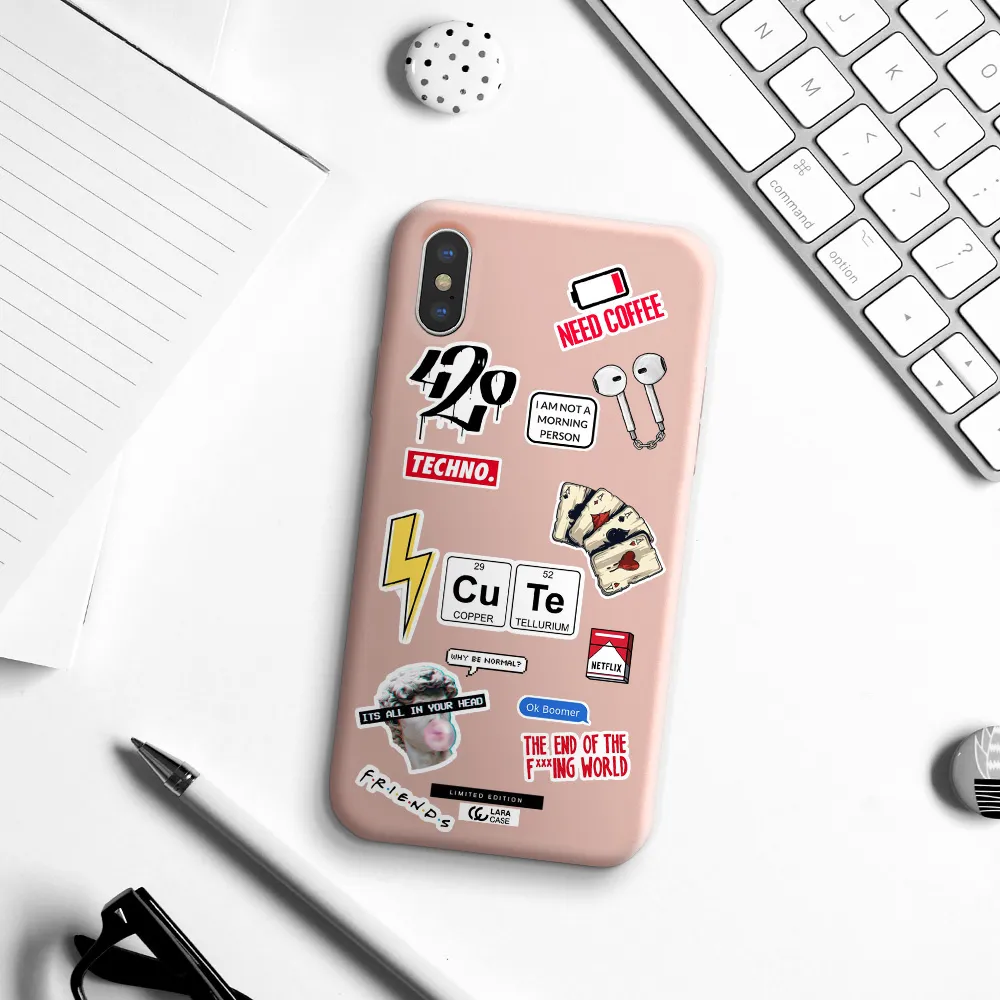 Cute Apple iPhone X Silicone pastel pink Case