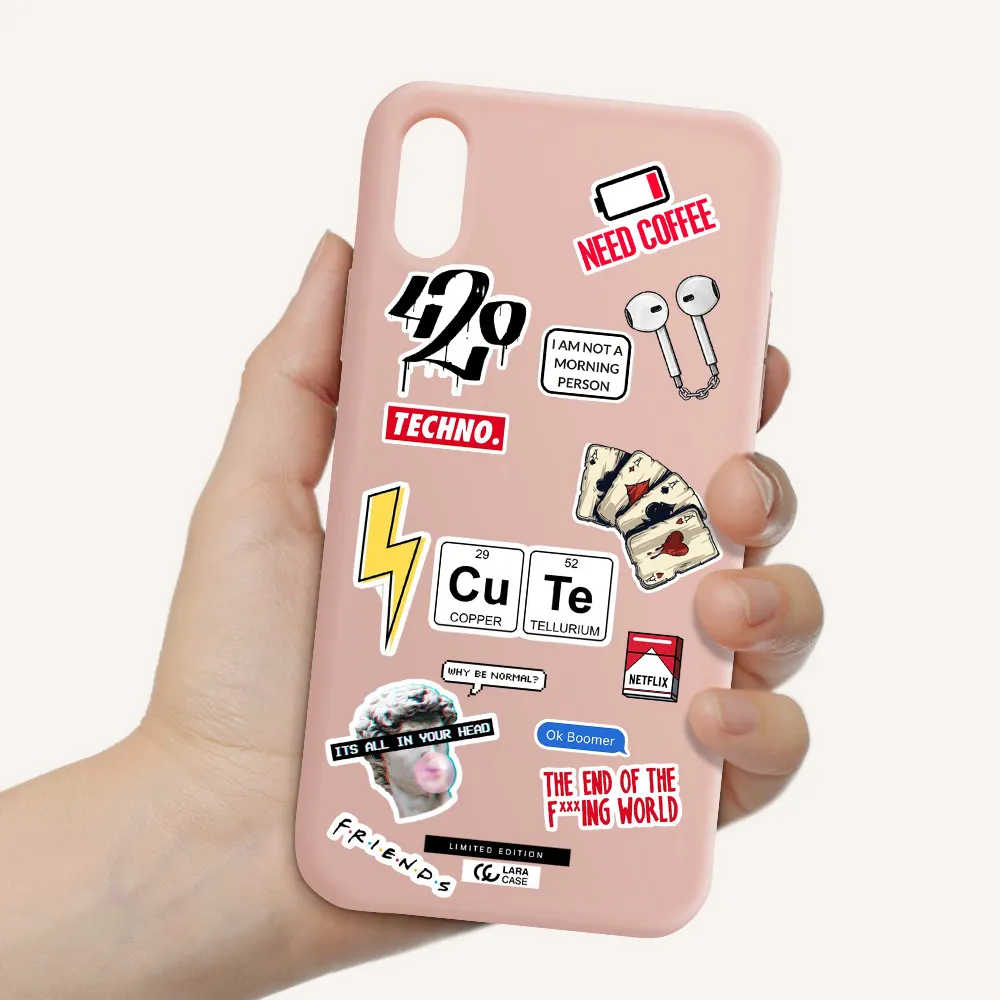 Cute Apple iPhone XS Silicone pastel pink Case