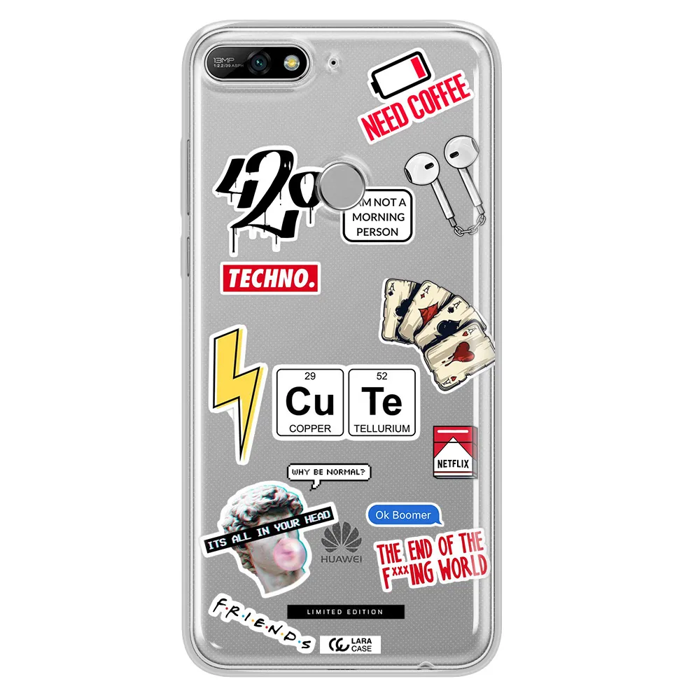 Cute Huawei Y7 2018 Clear TPU Case