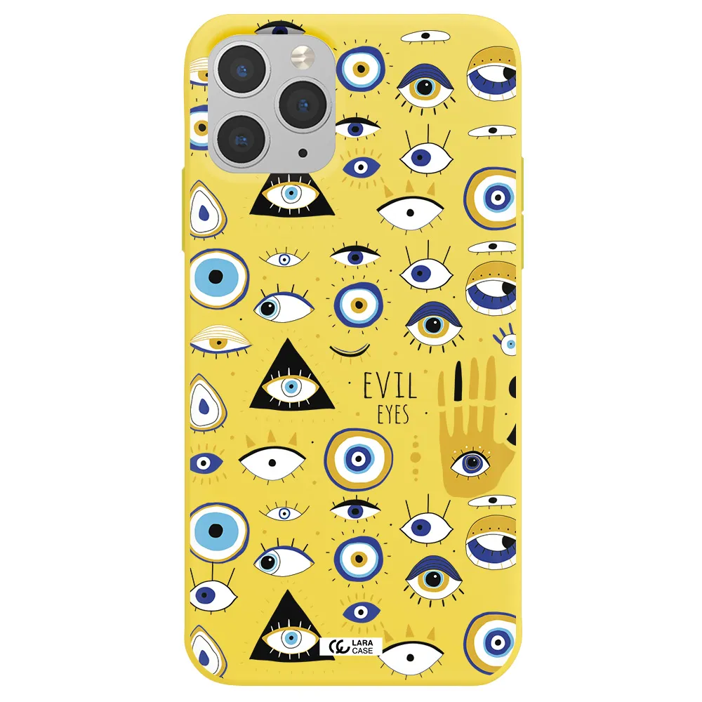 Evil Eyes Apple iPhone 11 pro max Silicone canary yellow Case