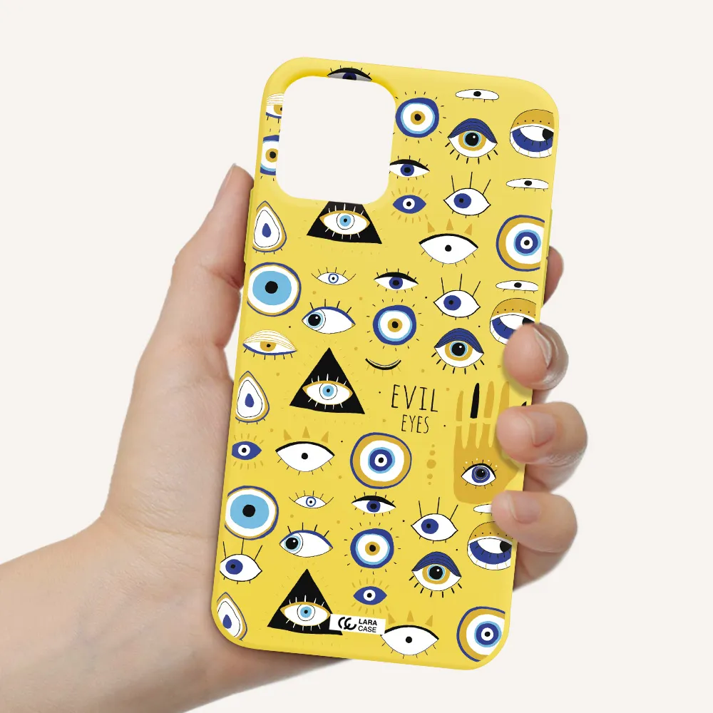 Evil Eyes Apple iPhone 11 pro max Silicone canary yellow Case