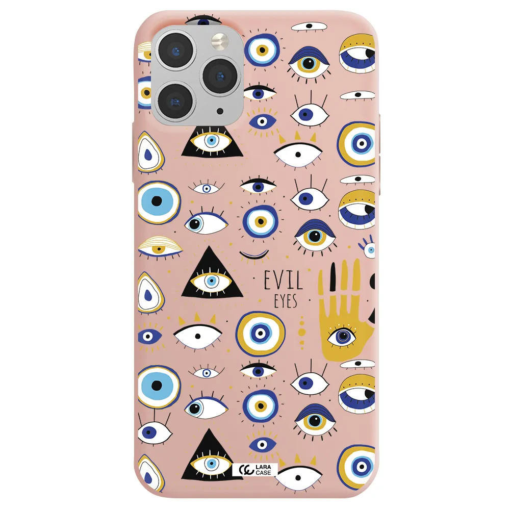 Evil Eyes Apple iPhone 11 pro max Silicone pastel pink Case