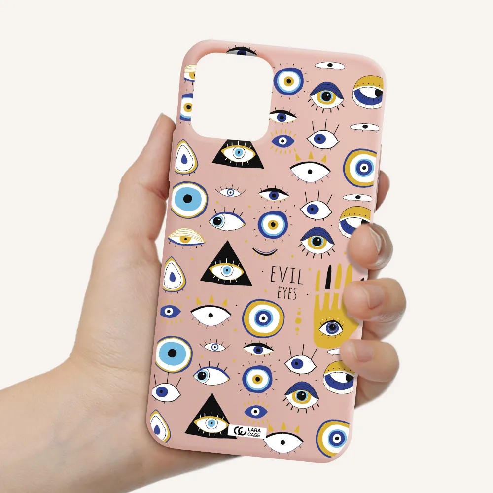 Evil Eyes Apple iPhone 11 pro max Silicone pastel pink Case