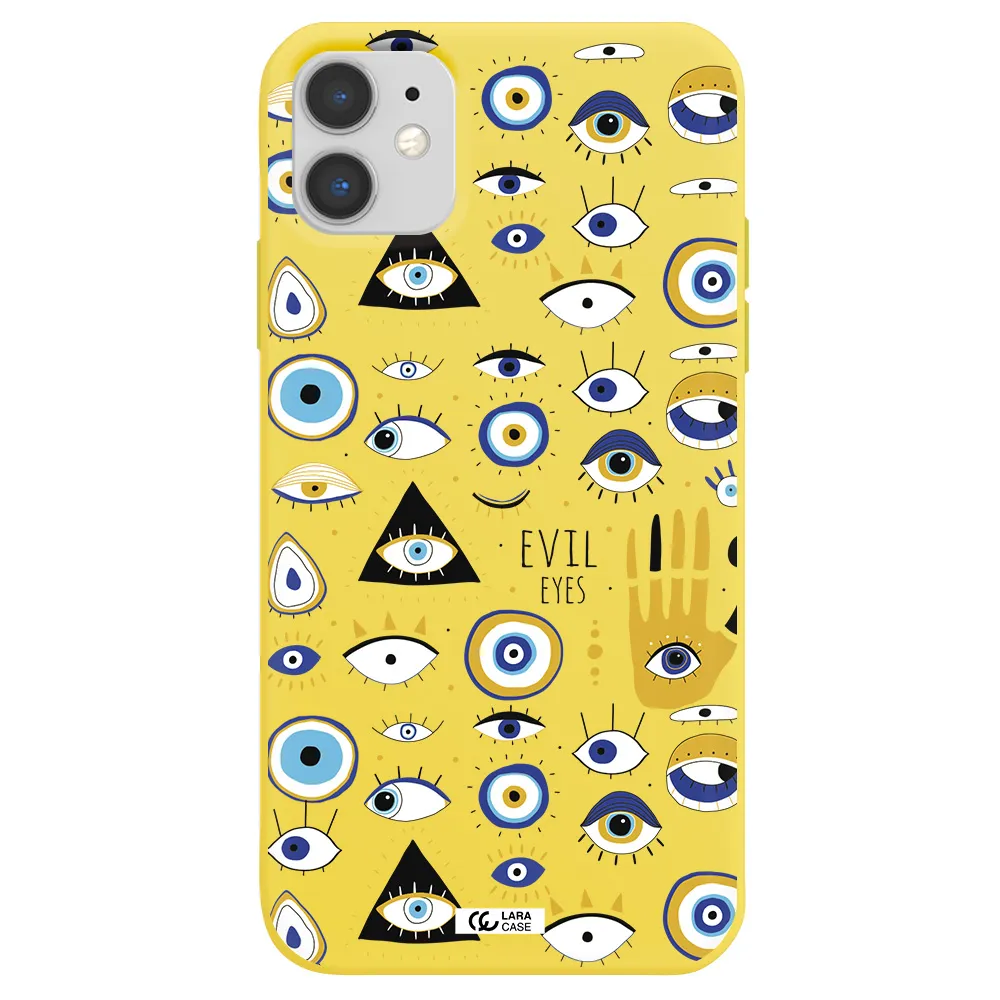 Evil Eyes Apple iPhone 11 Silicone canary yellow Case