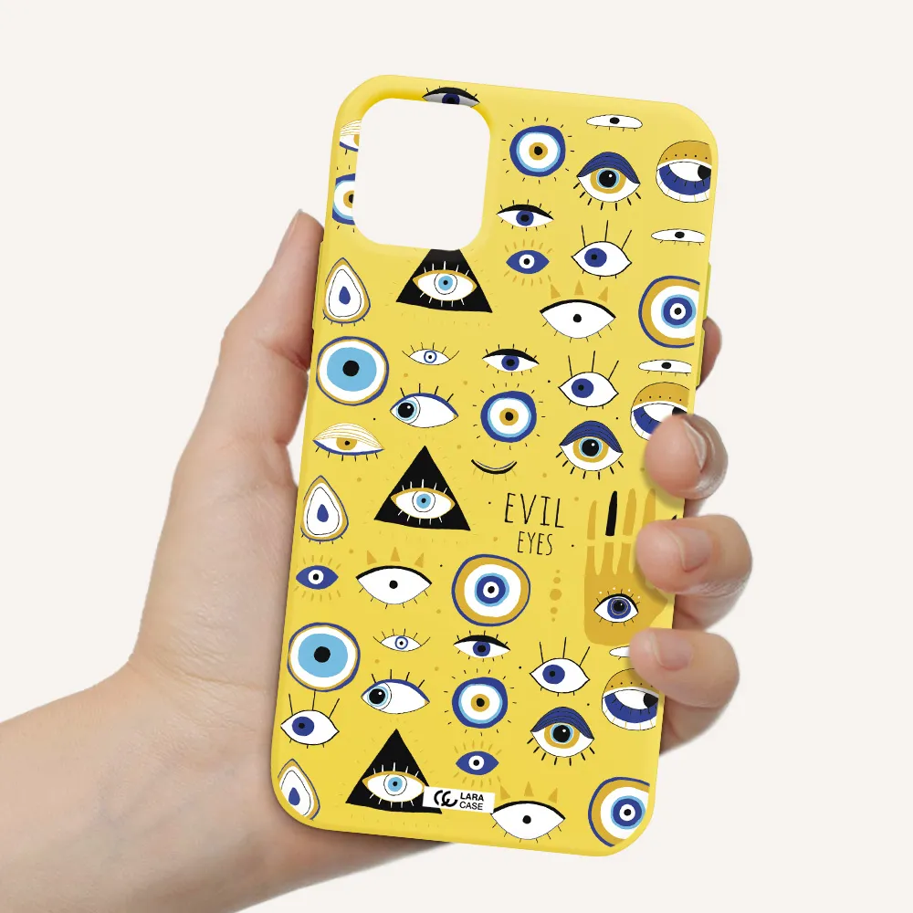 Evil Eyes Apple iPhone 11 Silicone canary yellow Case