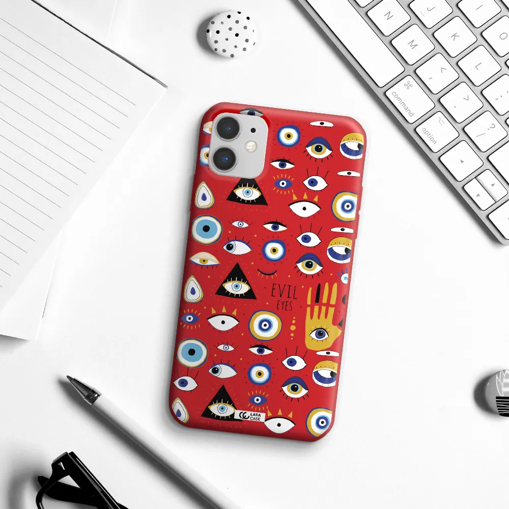 Evil Eyes Apple iPhone 11 Silicone Imperial Red Case