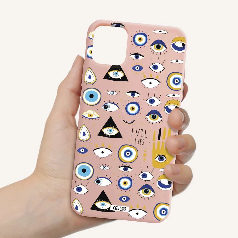 Evil Eyes Apple iPhone 11 Silicone pastel pink Case