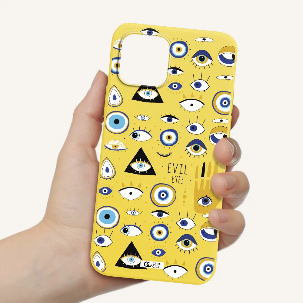 Evil Eyes Apple iPhone 12 mini Silicone canary yellow Case