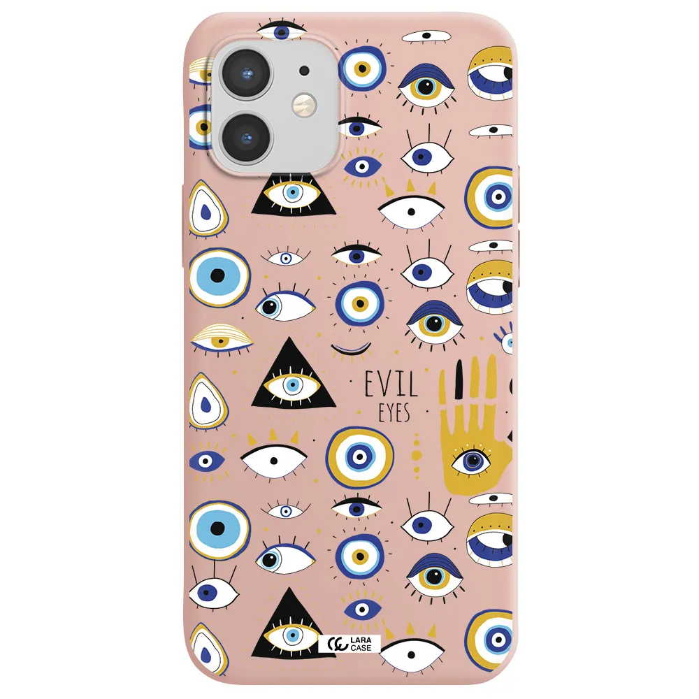 Evil Eyes Apple iPhone 12 mini Silicone pastel pink Case