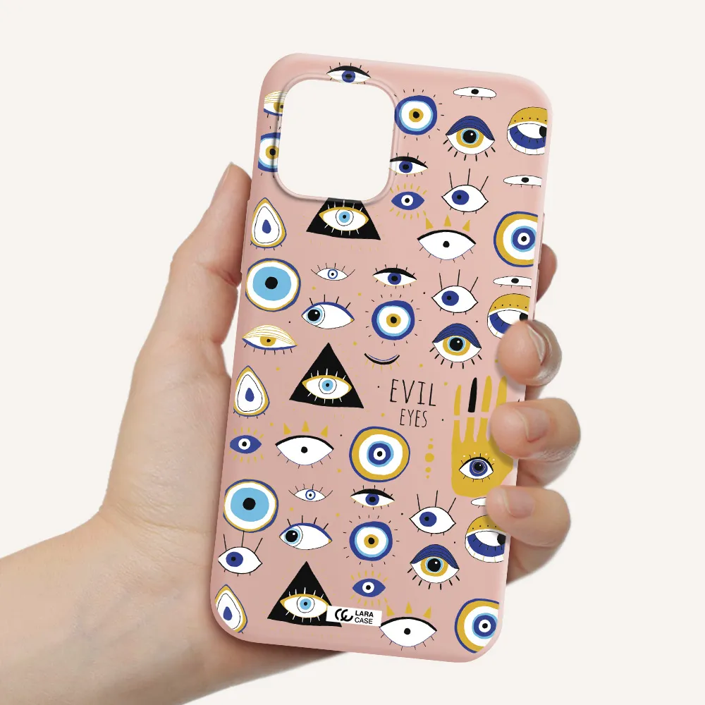 Evil Eyes Apple iPhone 12 mini Silicone pastel pink Case