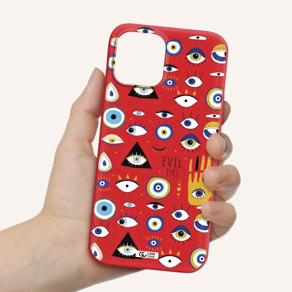 Evil Eyes Apple iPhone 12 pro max Silicone Imperial Red Case