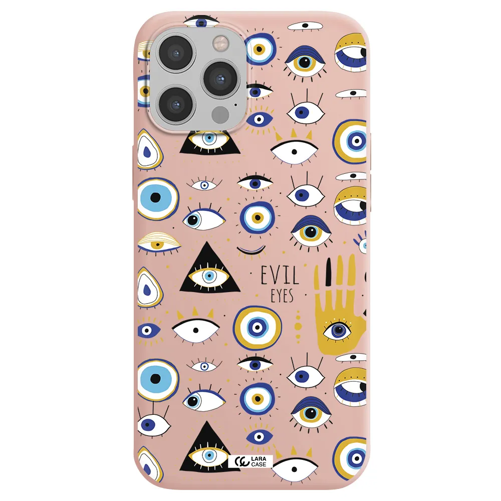Evil Eyes Apple iPhone 12 pro Silicone pastel pink Case