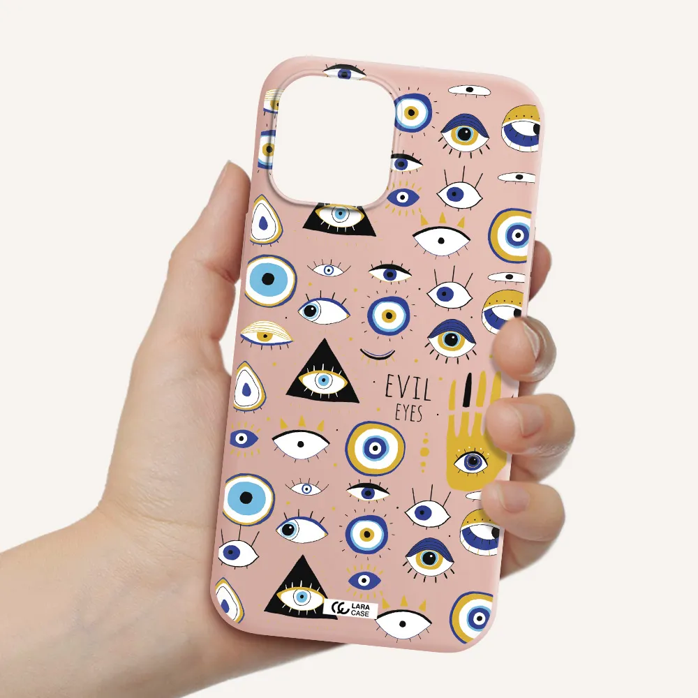 Evil Eyes Apple iPhone 12 pro Silicone pastel pink Case