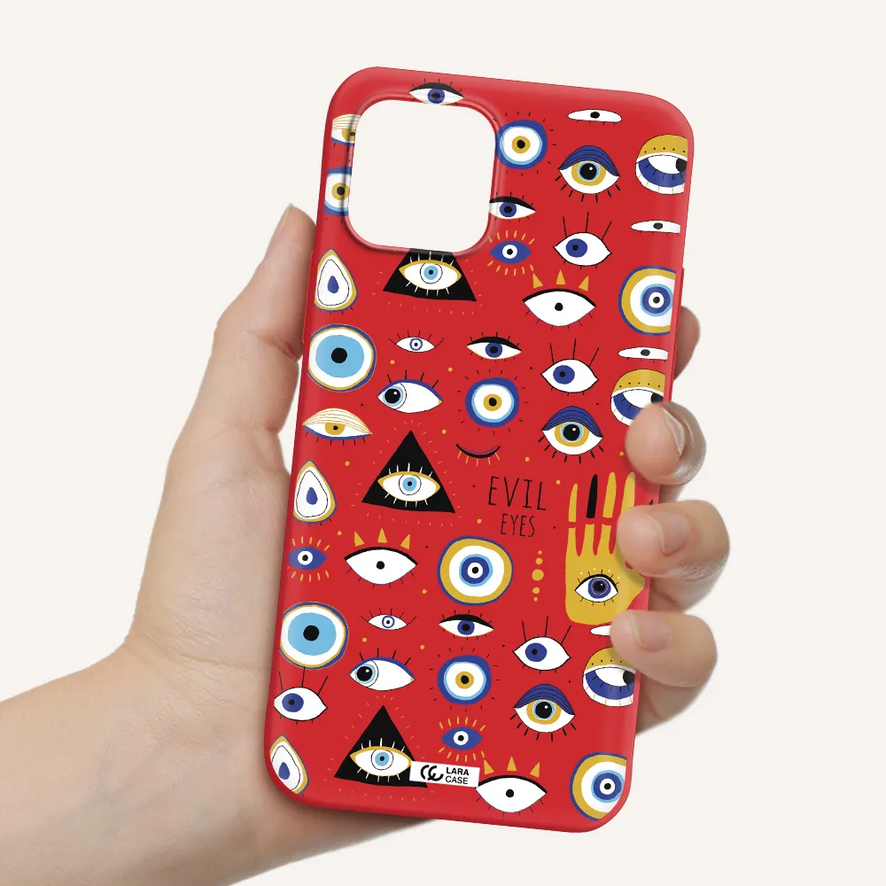 Evil Eyes Apple iPhone 12 Silicone Imperial Red Case