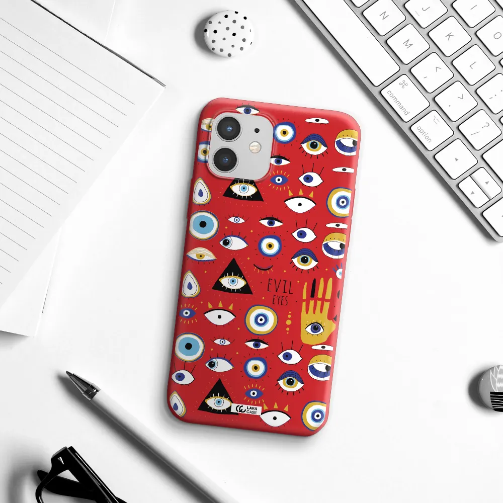 Evil Eyes Apple iPhone 12 Silicone Imperial Red Case