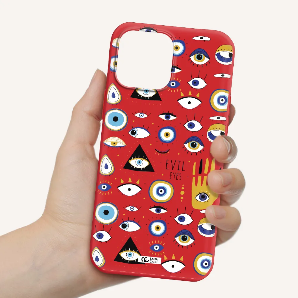 Evil Eyes Apple iPhone 13 Pro Max Silicone Imperial Red Case