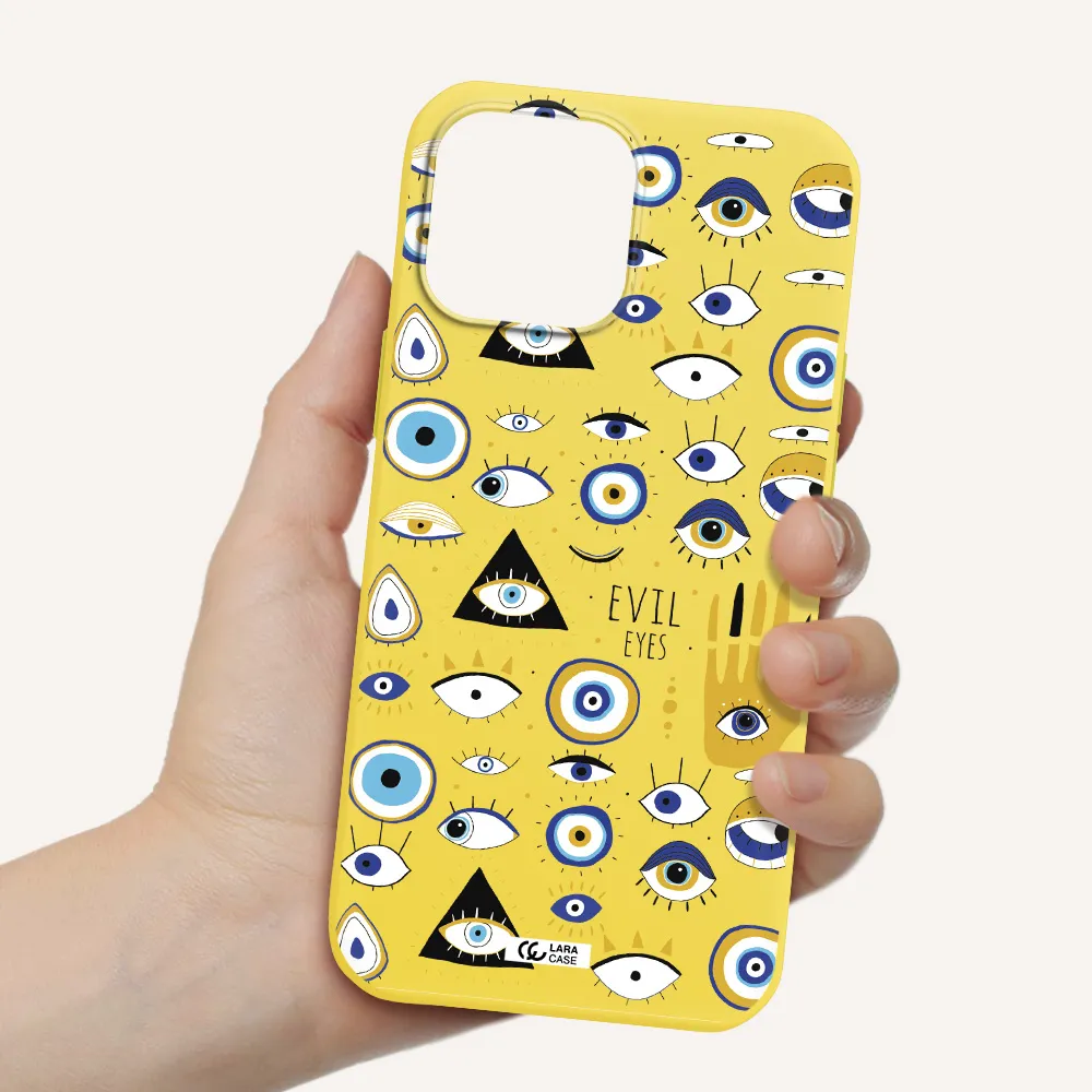 Evil Eyes Apple iPhone 13 Pro Silicone canary yellow Case