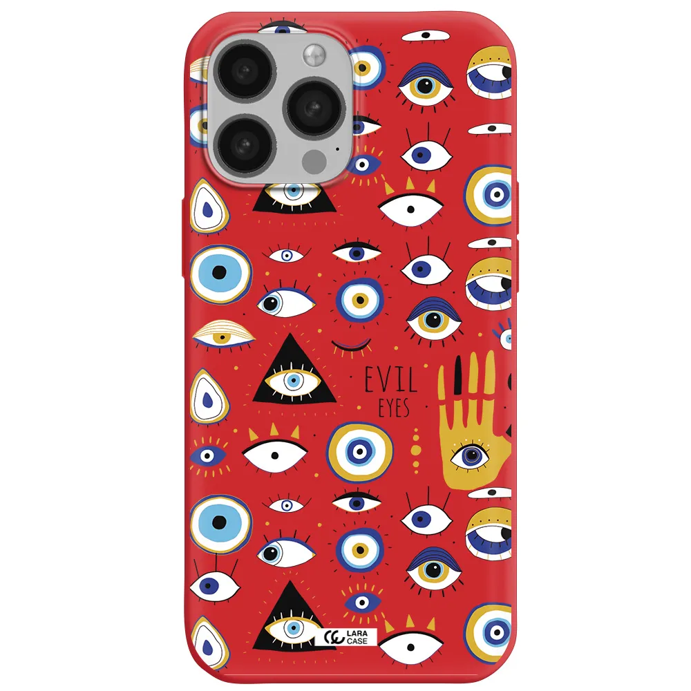 Evil Eyes Apple iPhone 13 Pro Silicone Imperial Red Case