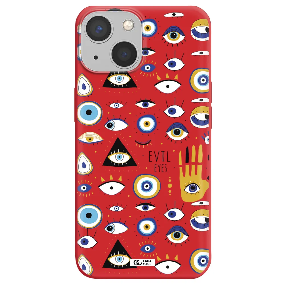Evil Eyes Apple iPhone 13 Silicone Imperial Red Case