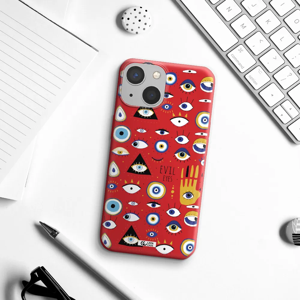 Evil Eyes Apple iPhone 13 Silicone Imperial Red Case