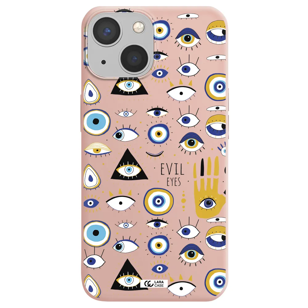 Evil Eyes Apple iPhone 13 Silicone pastel pink Case