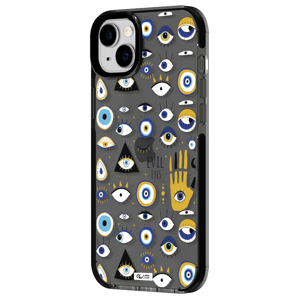 Evil Eyes Apple iPhone 14 plus impact Smoke Black Case