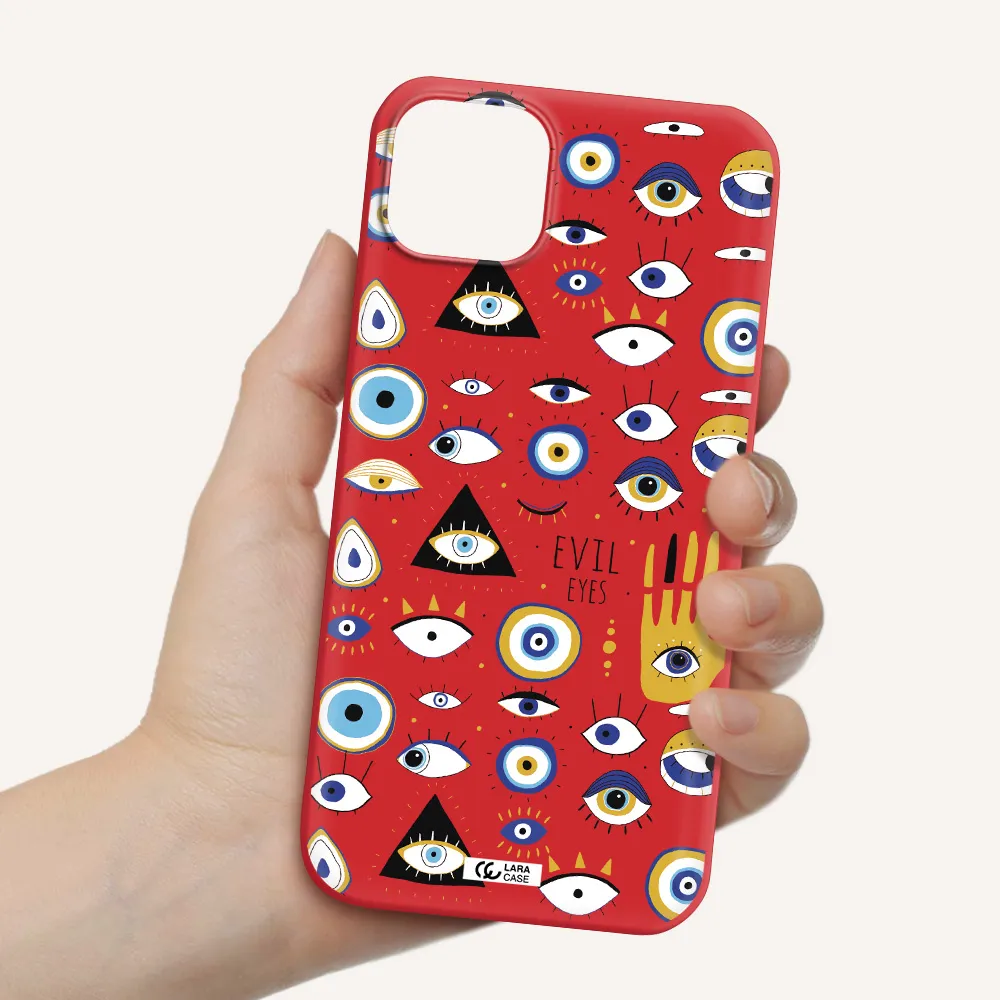 Evil Eyes Apple iPhone 14 plus Silicone Imperial Red Case