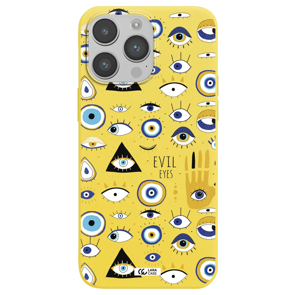 Evil Eyes Apple iPhone 14 pro max Silicone canary yellow Case