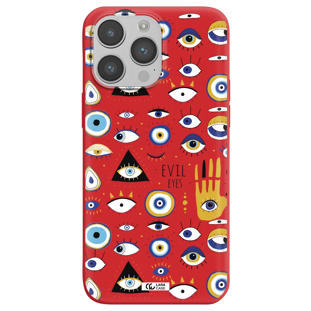 Evil Eyes Apple iPhone 14 pro max Silicone Imperial Red Case