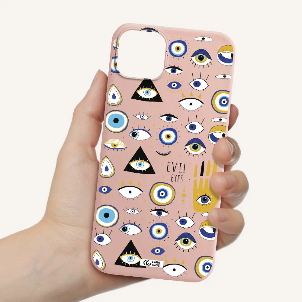 Evil Eyes Apple iPhone 14 Silicone pastel pink Case