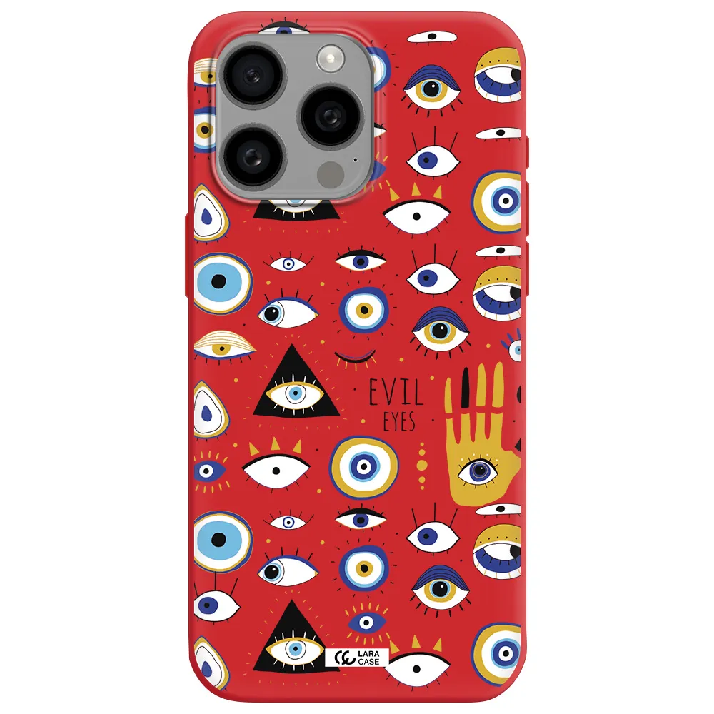 Evil Eyes Apple Iphone 15 Pro Max Silicone Imperial Red Case