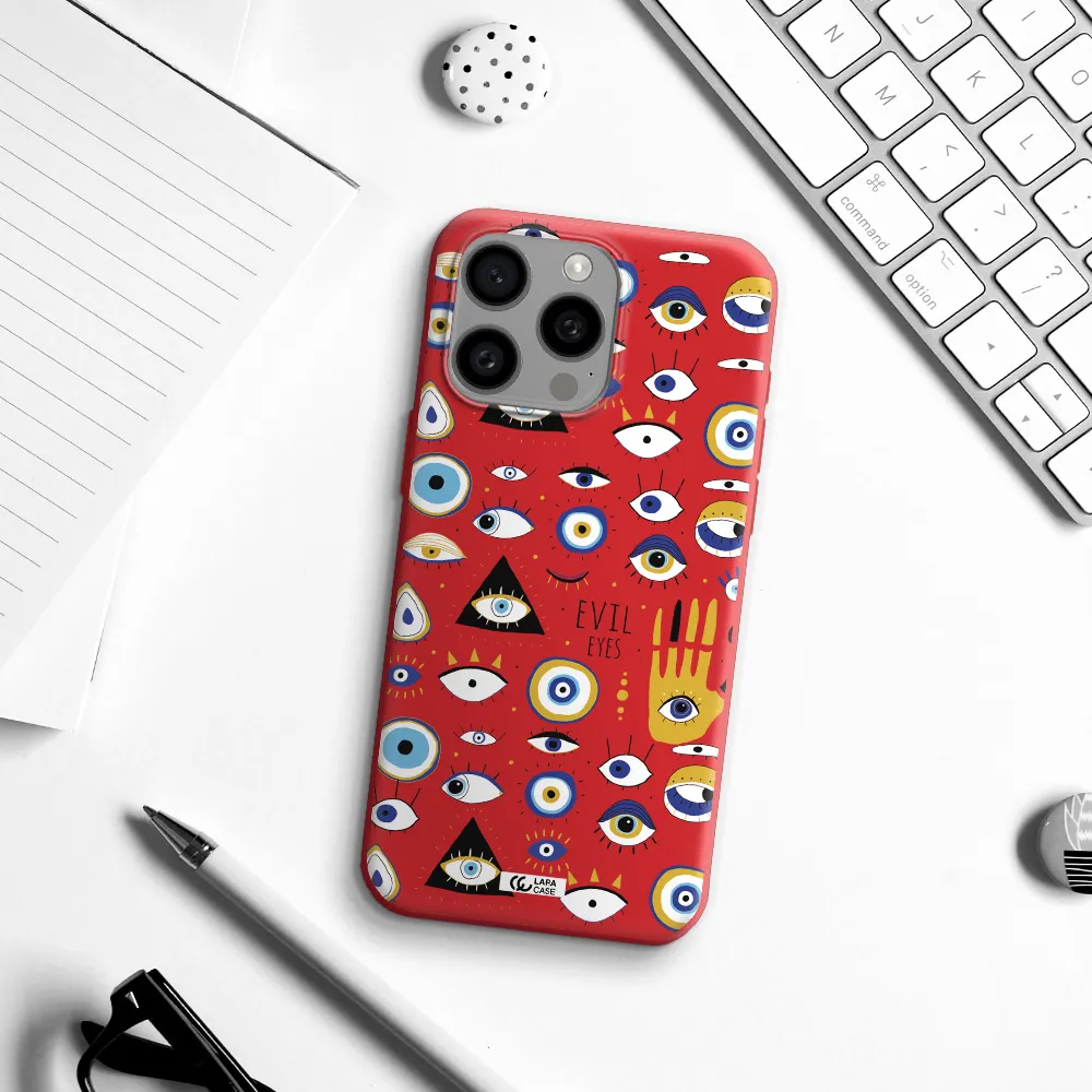 Evil Eyes Apple Iphone 15 Pro Max Silicone Imperial Red Case