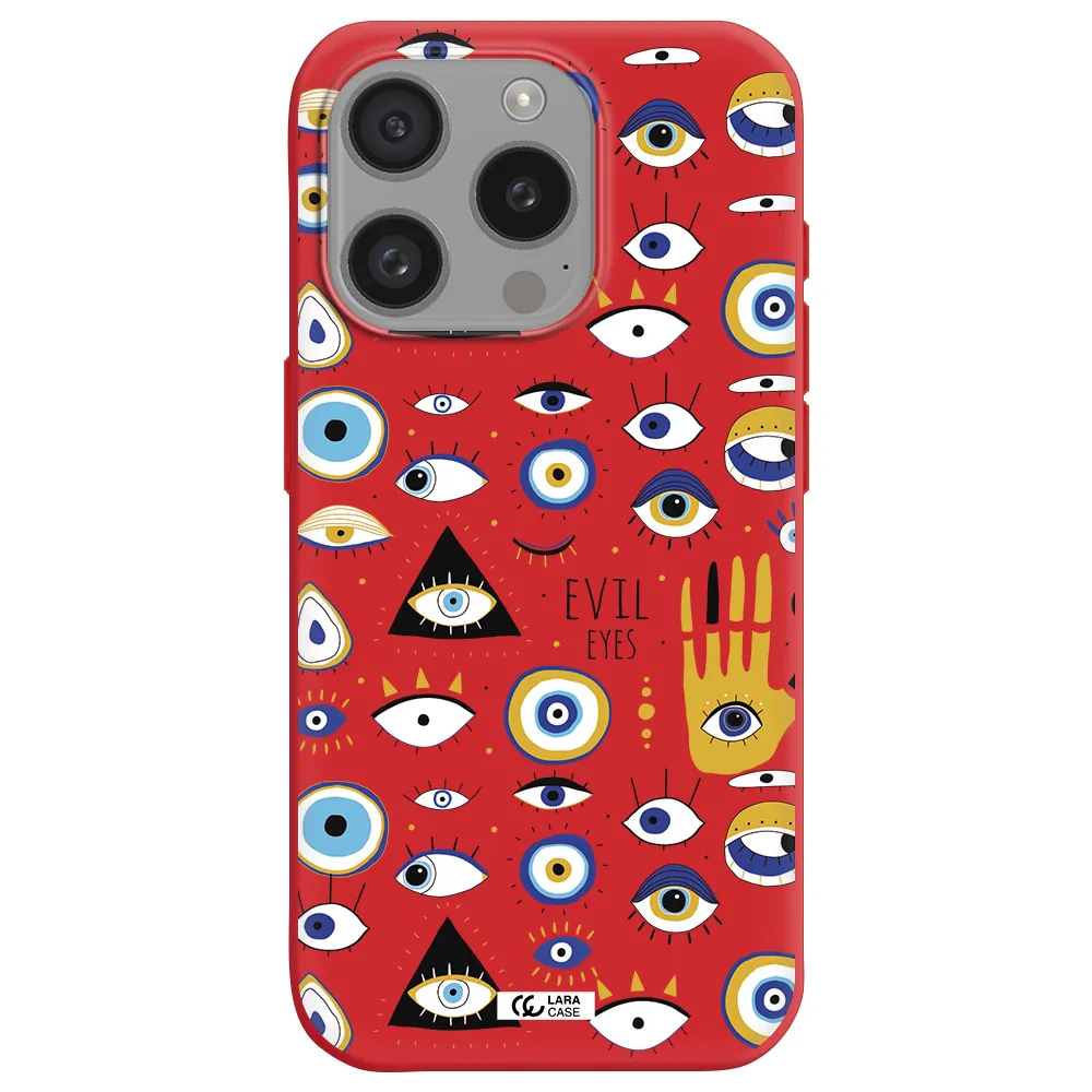 Evil Eyes Apple Iphone 15 Pro Silicone Imperial Red Case