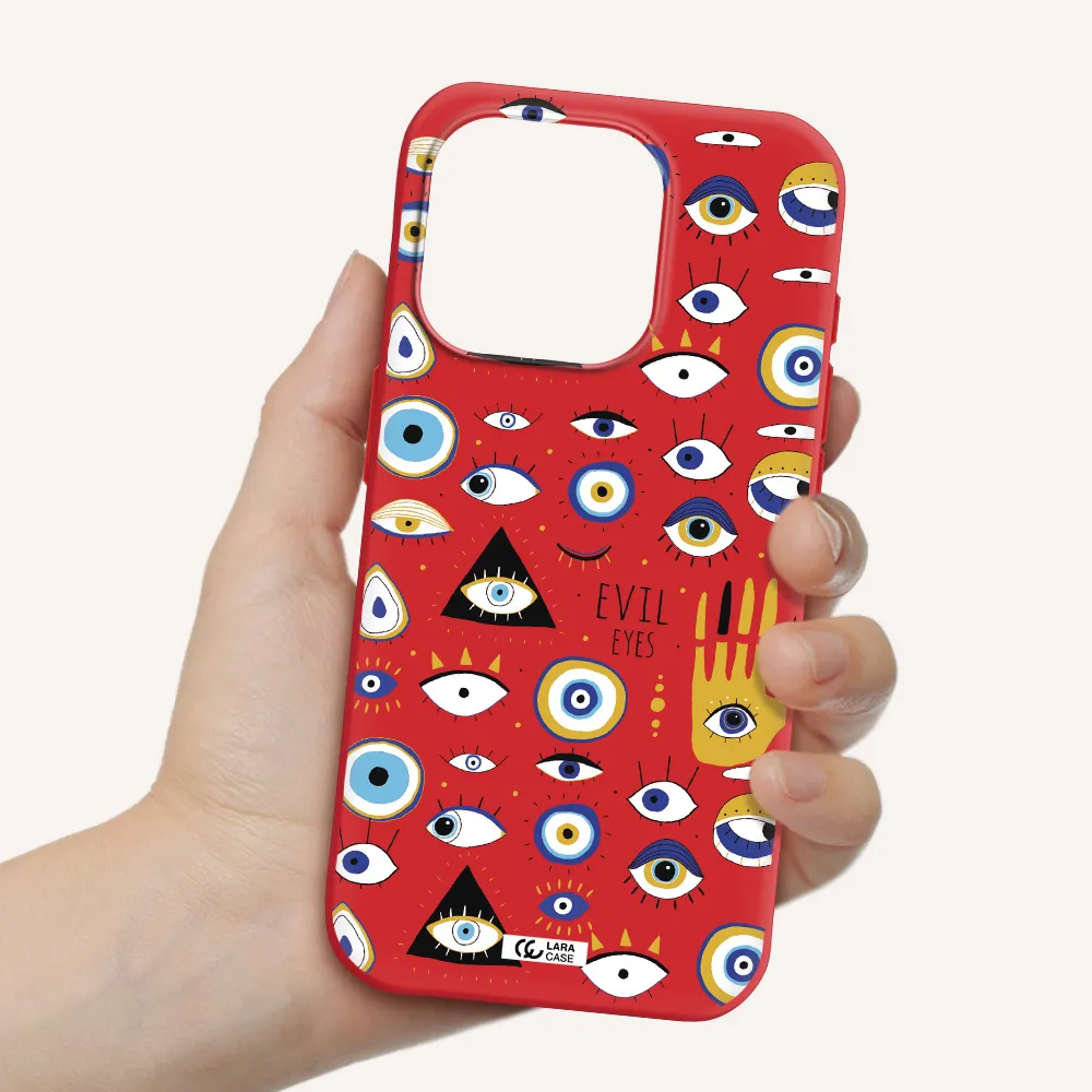 Evil Eyes Apple Iphone 15 Pro Silicone Imperial Red Case