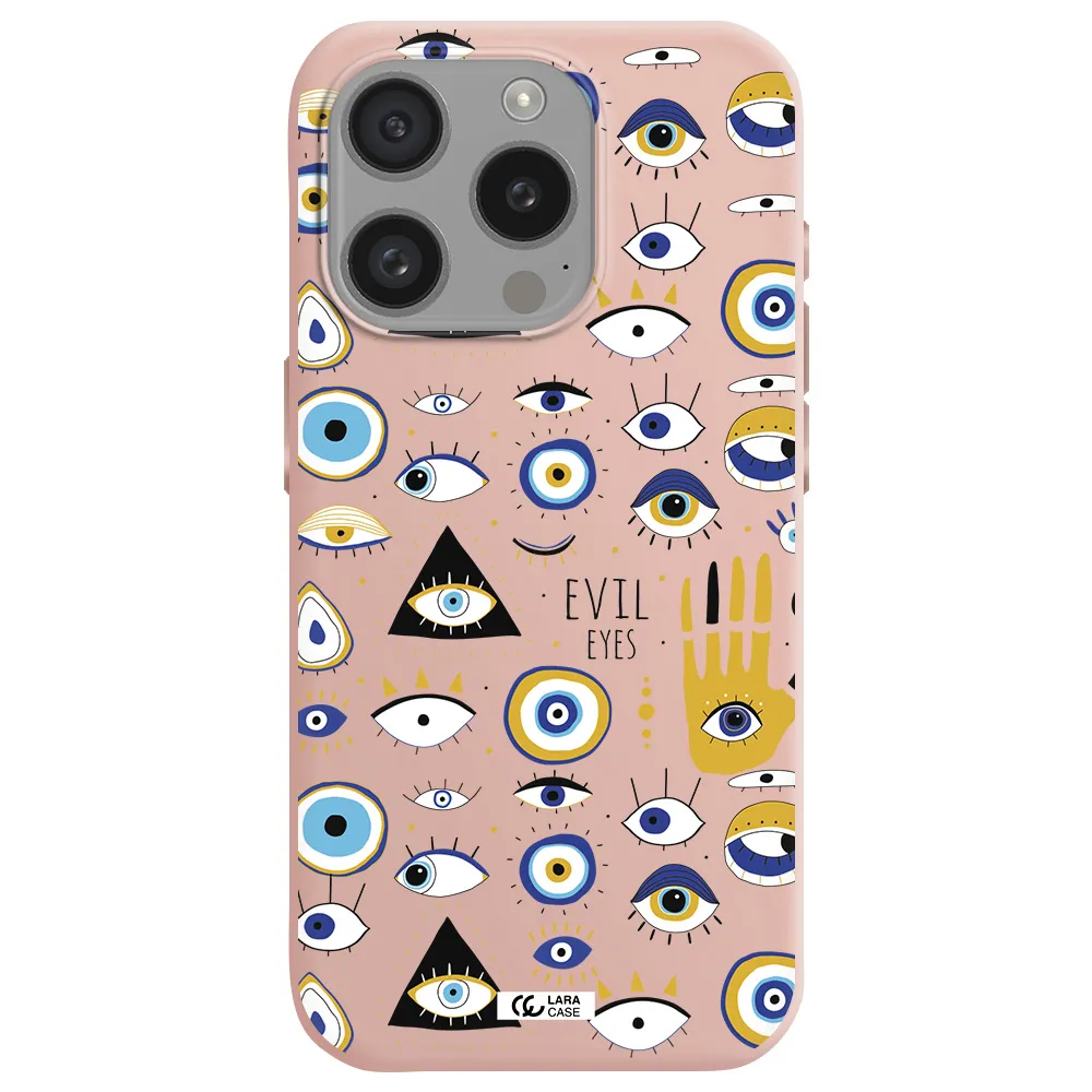 Evil Eyes Apple Iphone 15 Pro Silicone Pastel Pink Case