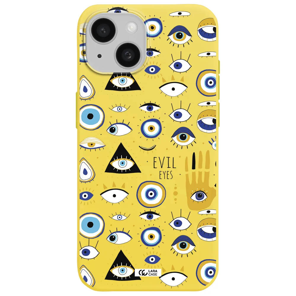 Evil Eyes Apple iPhone 15 Silicone canary yellow Case