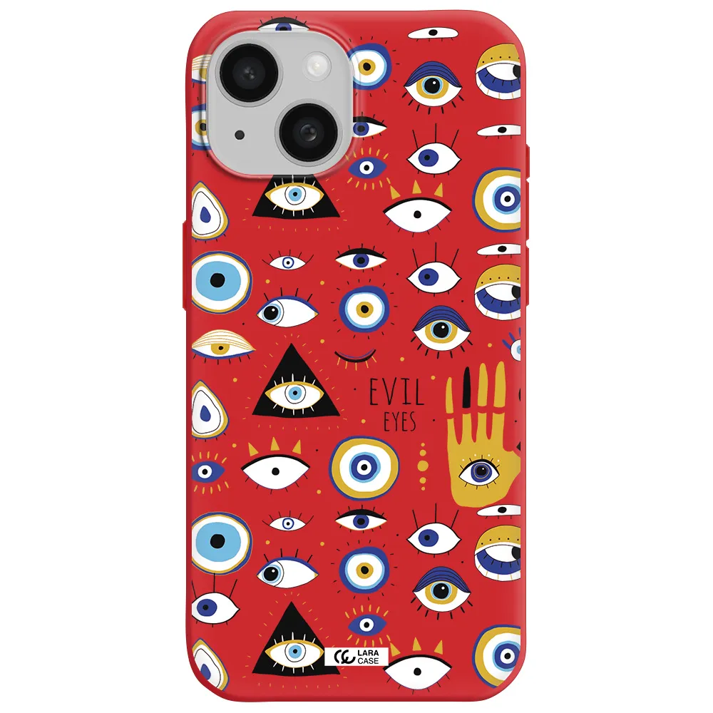 Evil Eyes Apple Iphone 15 Silicone Imperial Red Case