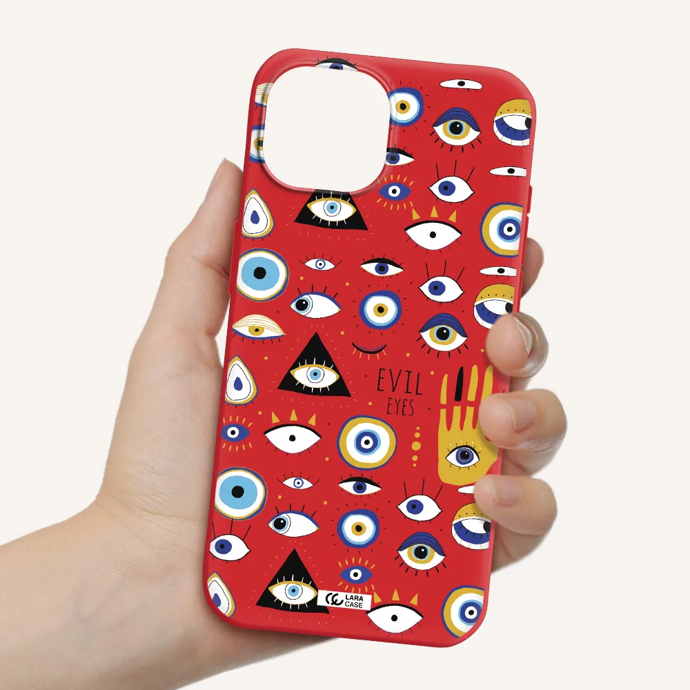 Evil Eyes Apple Iphone 15 Silicone Imperial Red Case