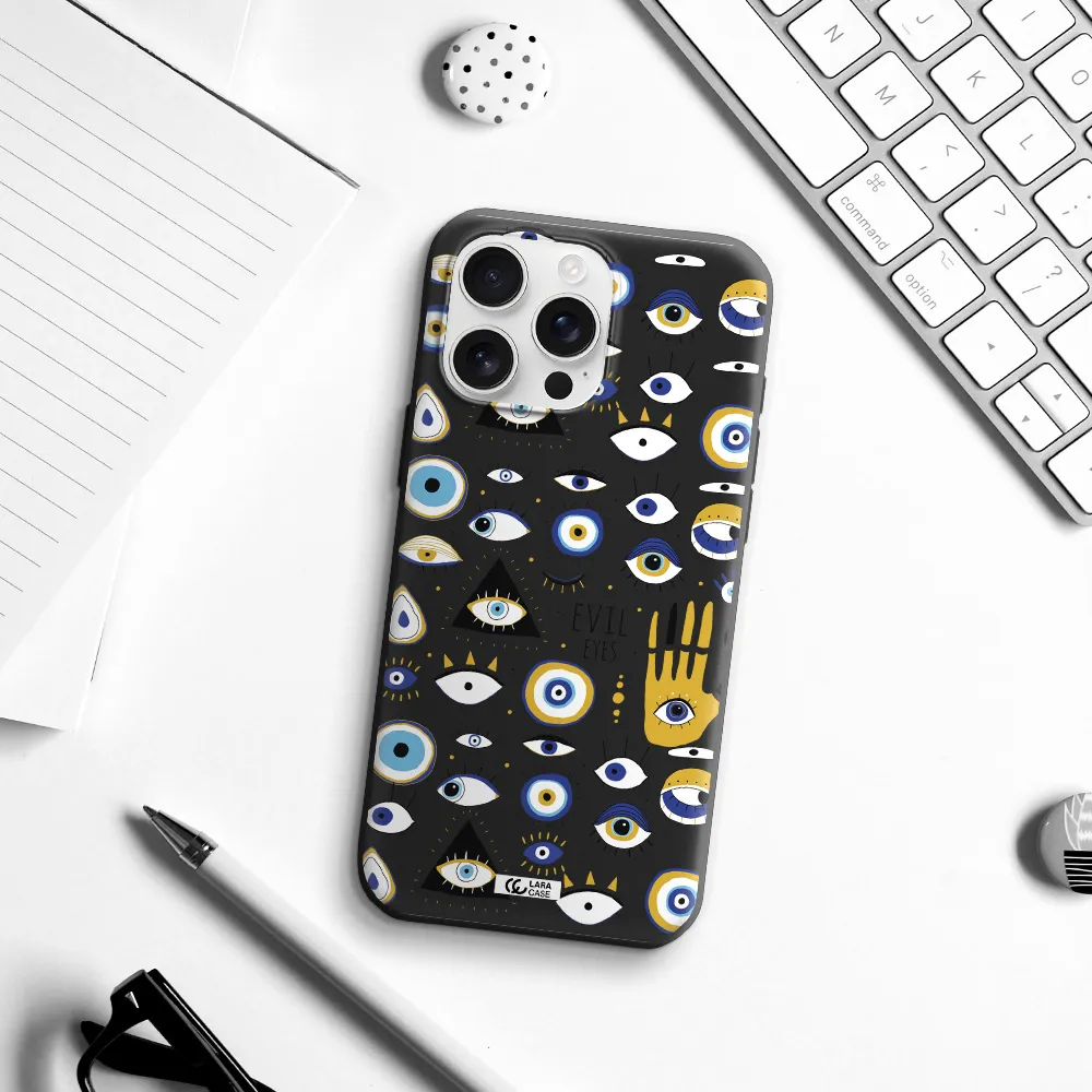 Evil Eyes Apple Iphone 16 Pro Max Silicone Black Case