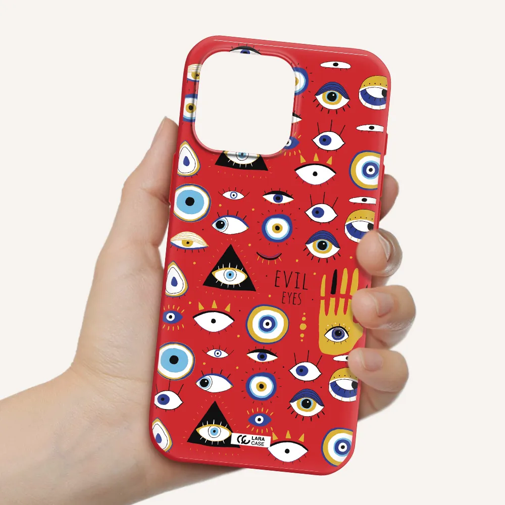 Evil Eyes Apple Iphone 16 Pro Max Silicone Imperial Red Case