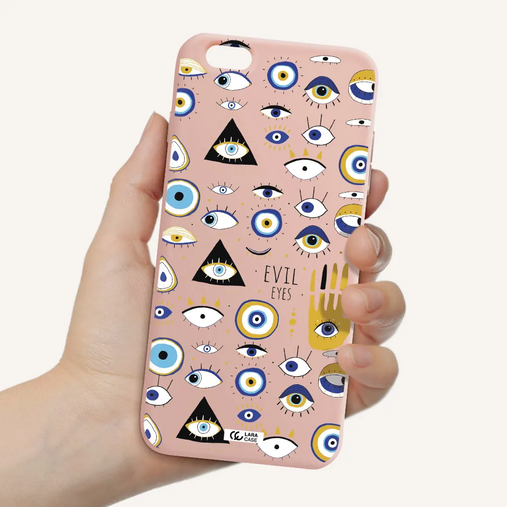 Evil Eyes Apple iPhone 6 plus Silicone pastel pink Case