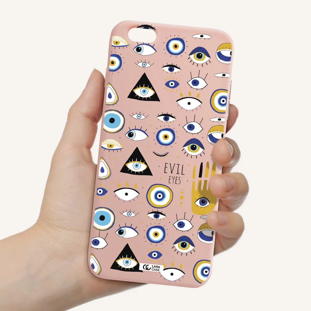 Evil Eyes Apple iPhone 6 s plus Silicone pastel pink Case