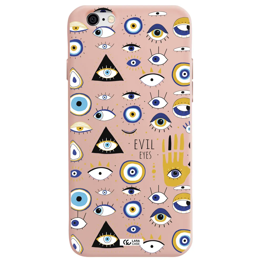 Evil Eyes Apple iPhone 6 Silicone pastel pink Case