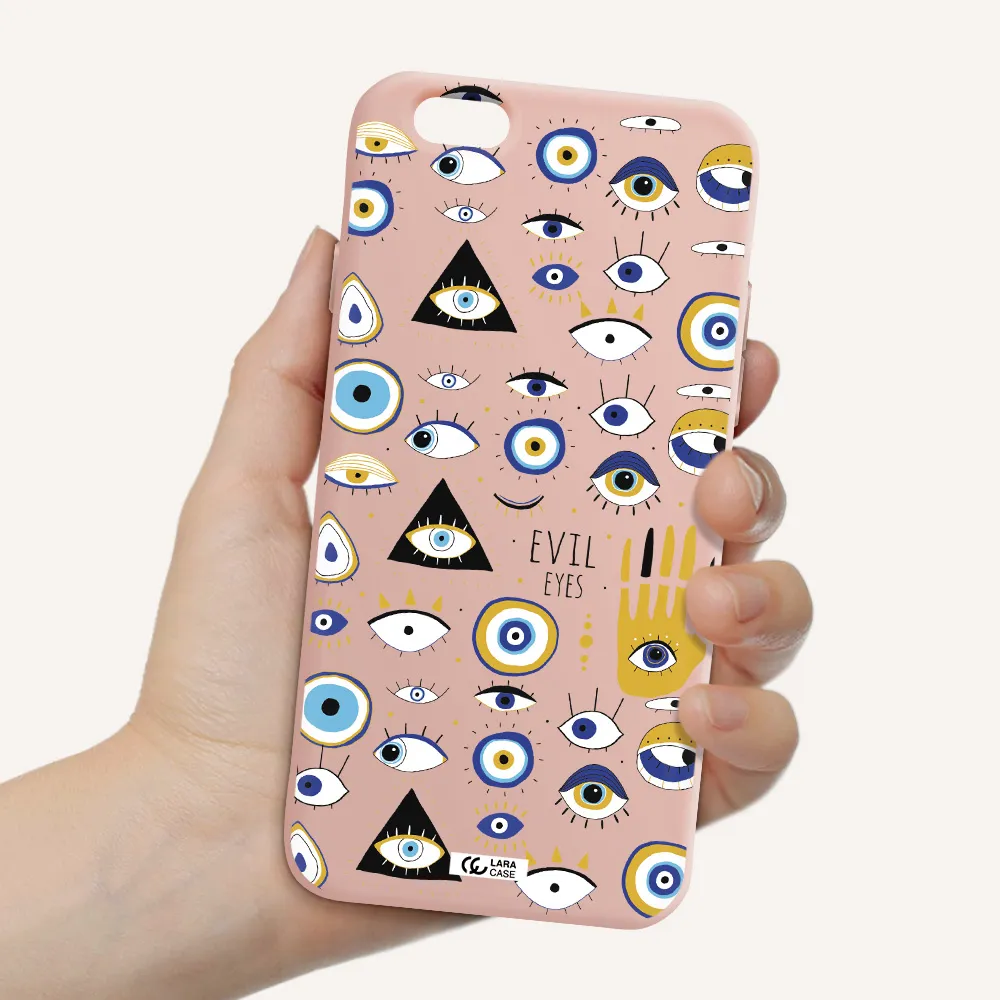 Evil Eyes Apple iPhone 6 Silicone pastel pink Case
