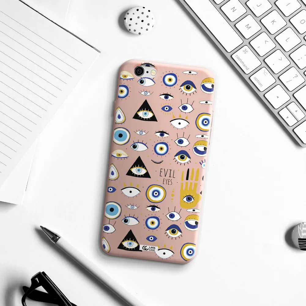 Evil Eyes Apple iPhone 6 Silicone pastel pink Case