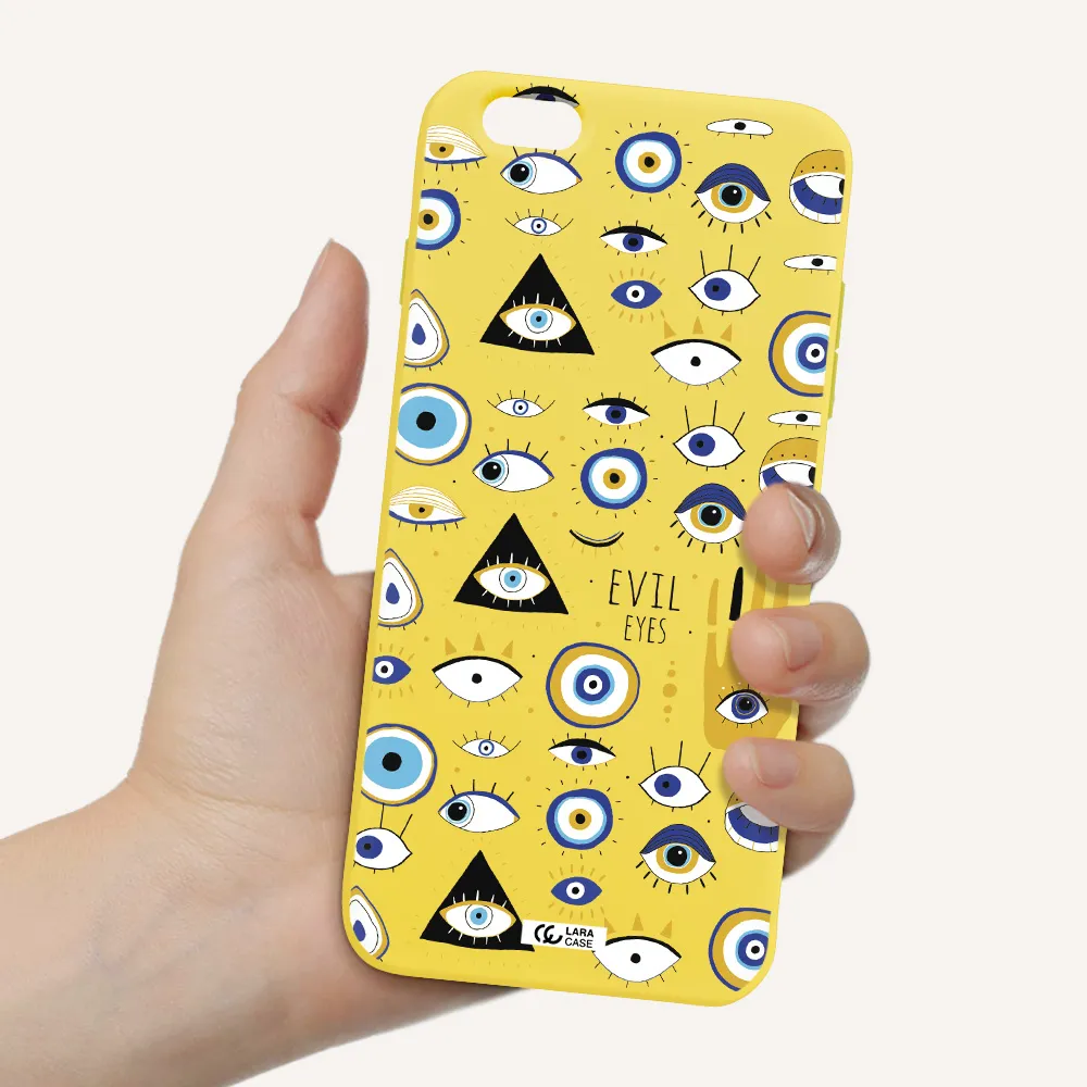 Evil Eyes Apple iPhone 6S Silicone canary yellow Case
